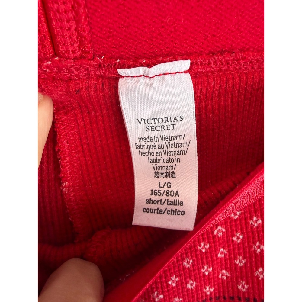 Victorias Secret Red Fair Isle Thermal Pajama Set Long Sleeve Top Leggings Large - Picture 5 of 10
